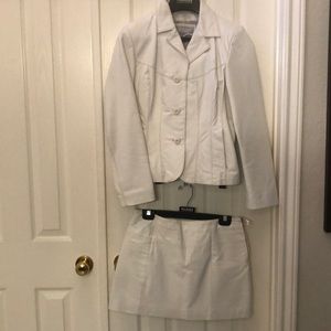 Genuine White Leather Skirt and Jacket Suit